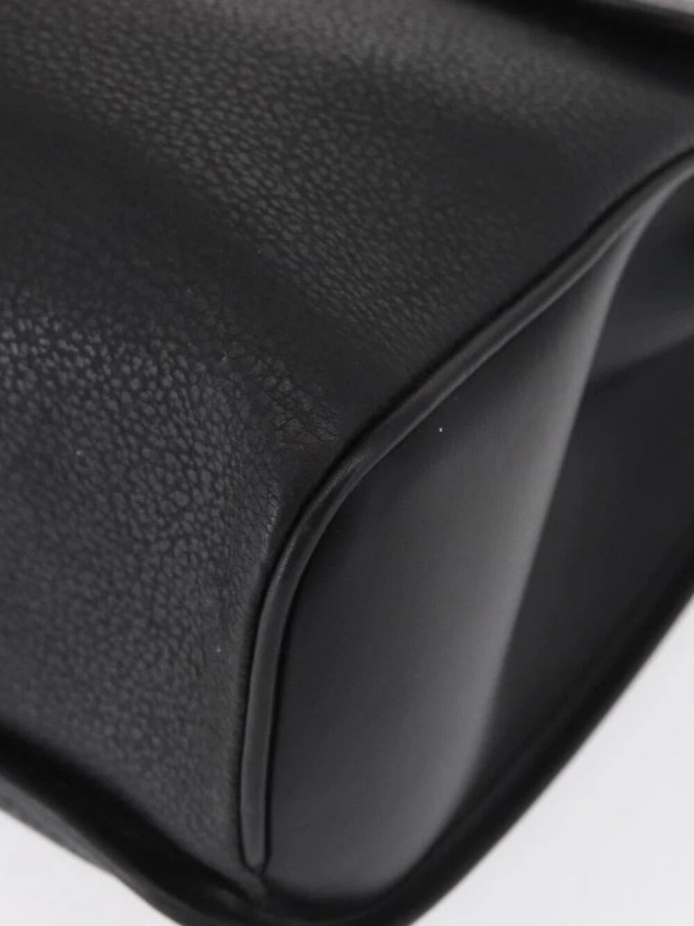 GUCCI Hand Bag Leather Gold Black Auth - Picture 10 of 16